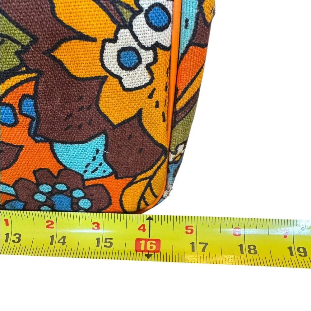 Vintage Floral Orange Travel Suitcase Bag